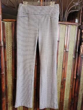 Women's Black & White Houndstooth Boot-Cut Pants